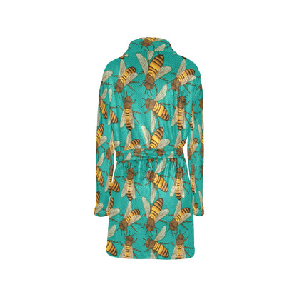 Bee Pattern Print Design BEE04 Women's Fleece Robe