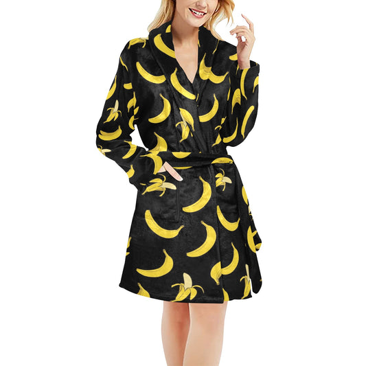 Banana Pattern Print Design BA05 Women's Fleece Robe