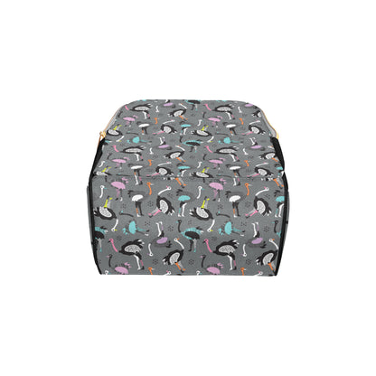 Ostrich Pattern Print Design 01 Diaper Bag Backpack