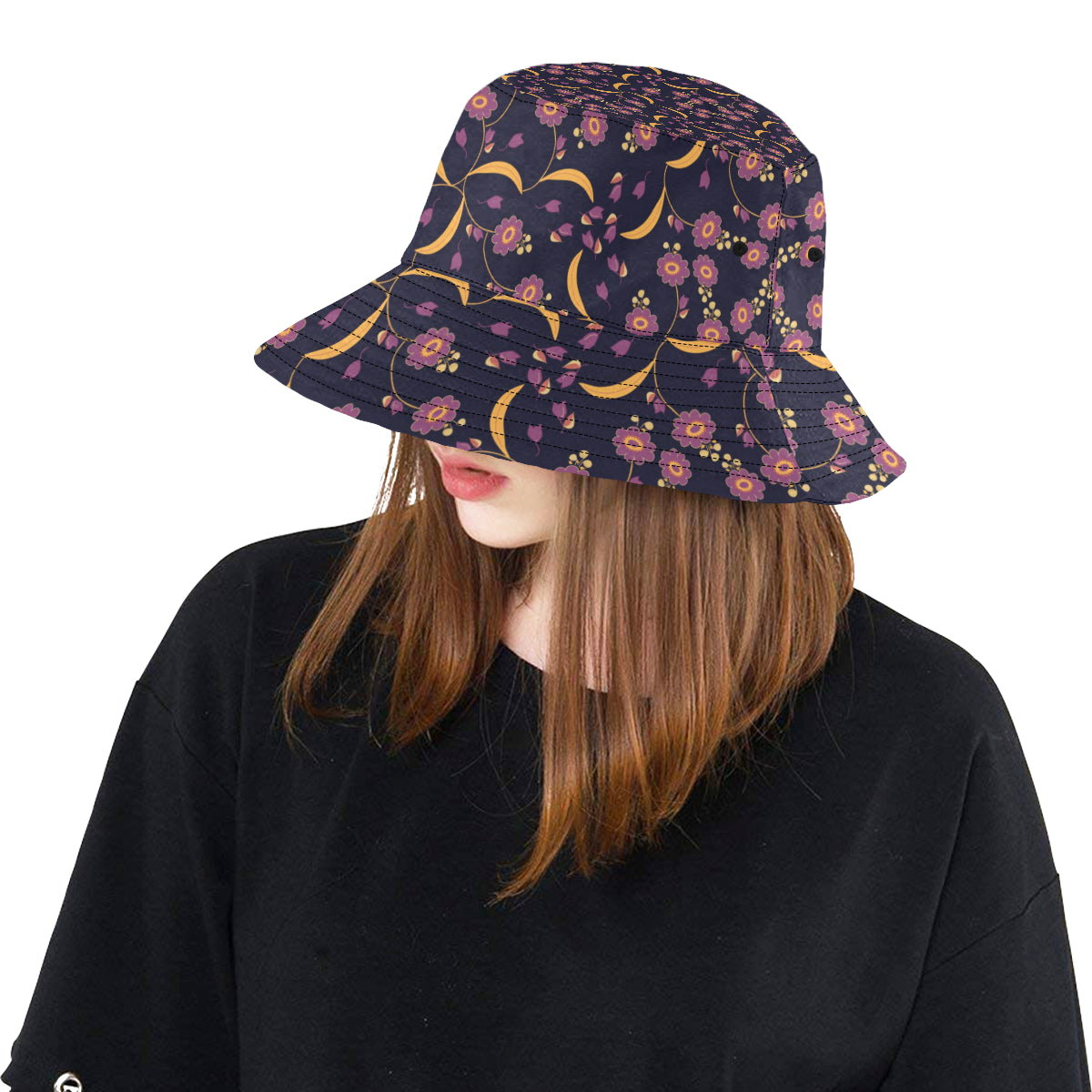 Anemone Pattern Print Design AM012 Unisex Bucket Hat