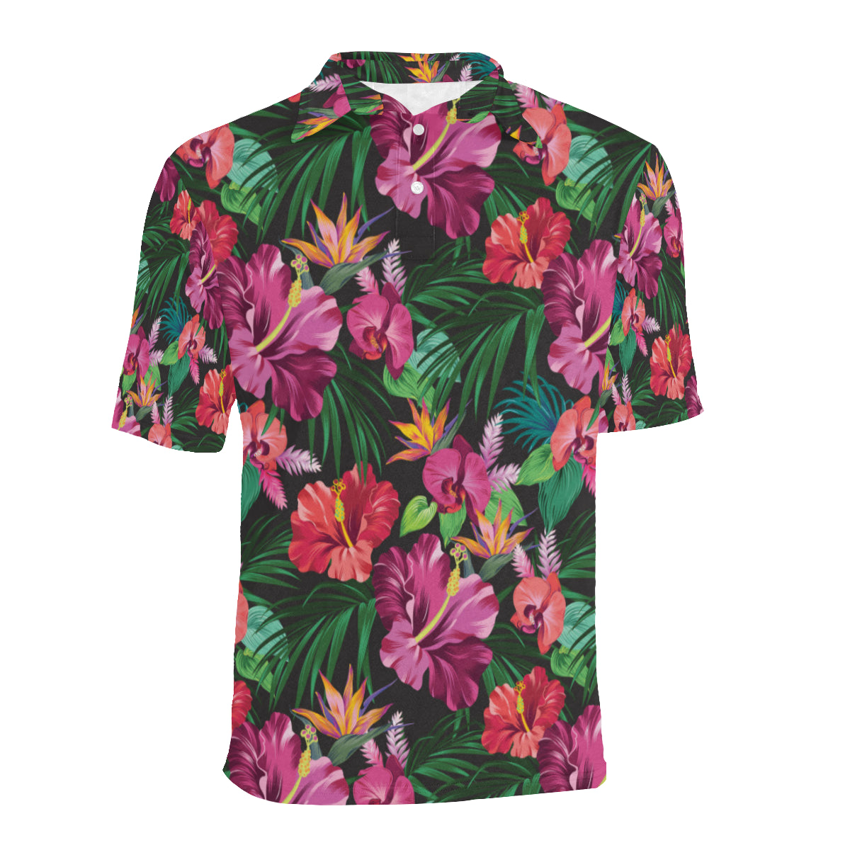 Hawaiian Flower Hibiscus tropical Men Polo Shirt