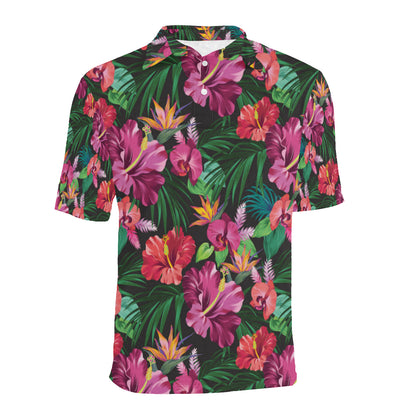 Hawaiian Flower Hibiscus tropical Men Polo Shirt