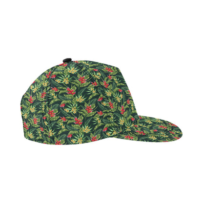 Tropical Folower Red Heliconia Print Snapback Cap