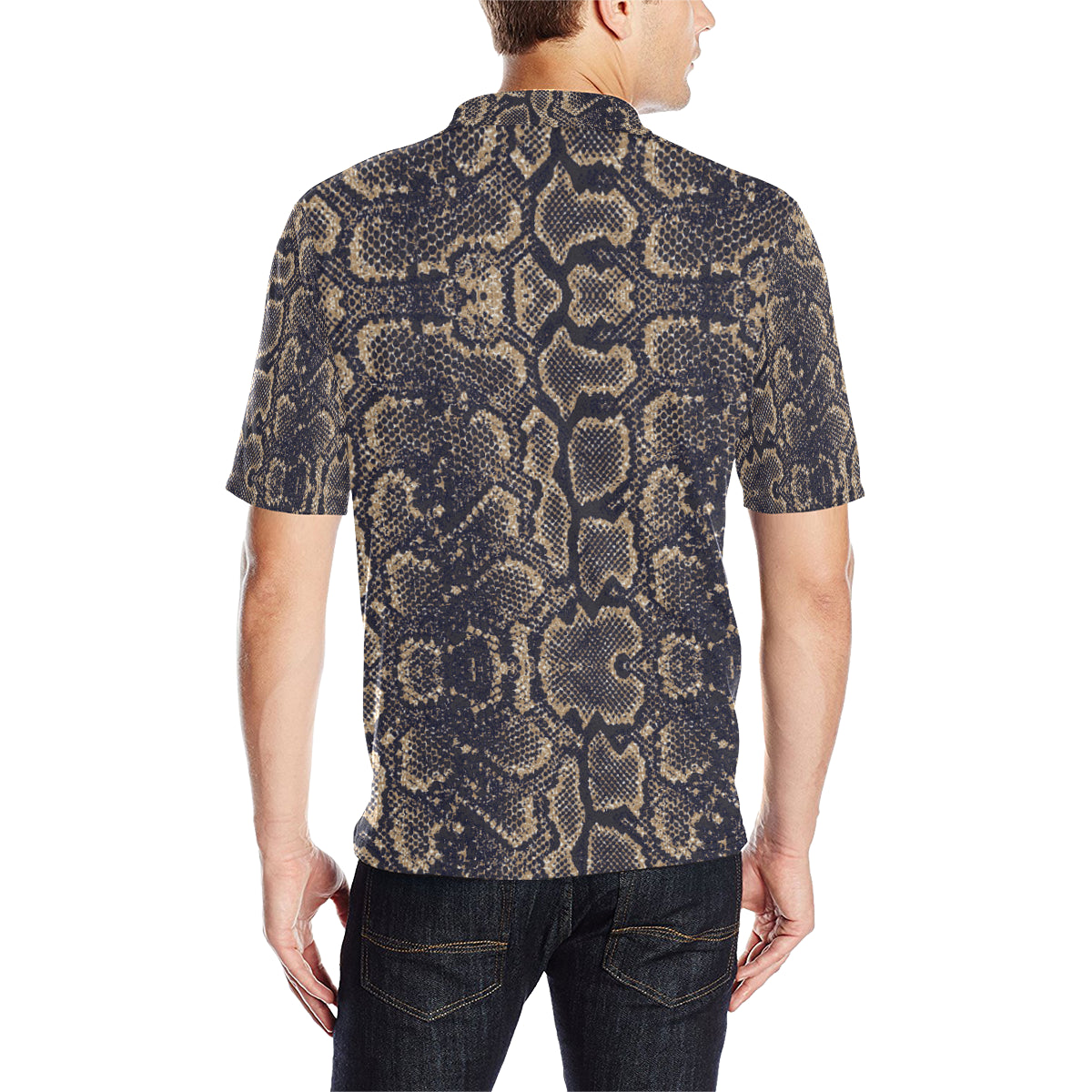 Snake Skin Pattern Print Men Polo Shirt