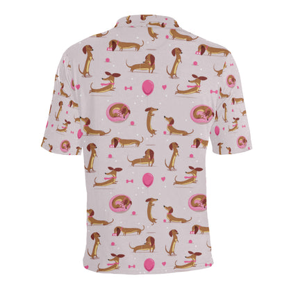 Dachshund Pattern Print Design 10 Men Polo Shirt