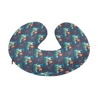 Aquarius Zodiac Pattern Print Design 03 U-Shaped Travel Neck Pillow