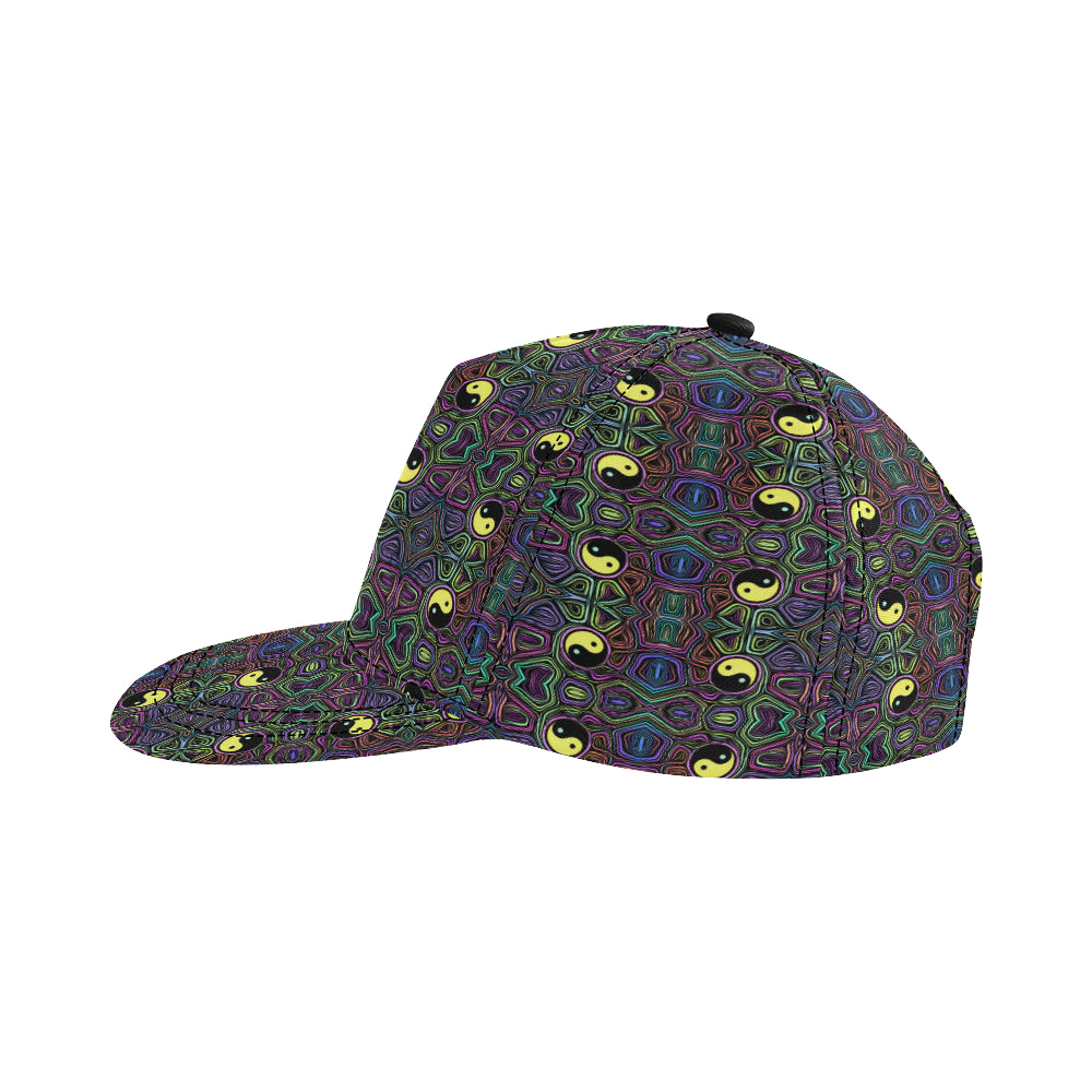 Yin Yang Neon Color Design Print Snapback Cap