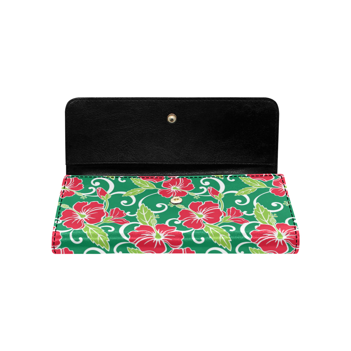 Red Hibiscus Pattern Print Design HB019 Women's Trifold Wallet