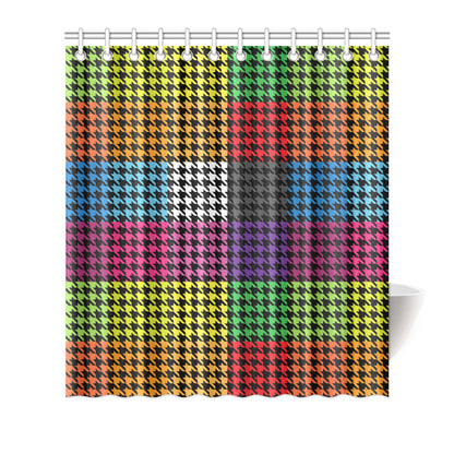 Houndstooth Colorful Pattern Print Design 01 Shower Curtain
