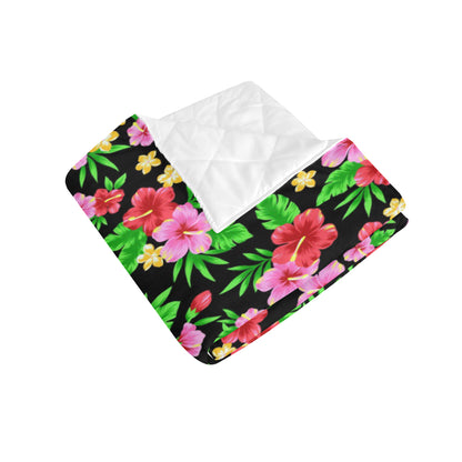 Pink Red Hibiscus Pattern Print Design HB023 Premium Quilt