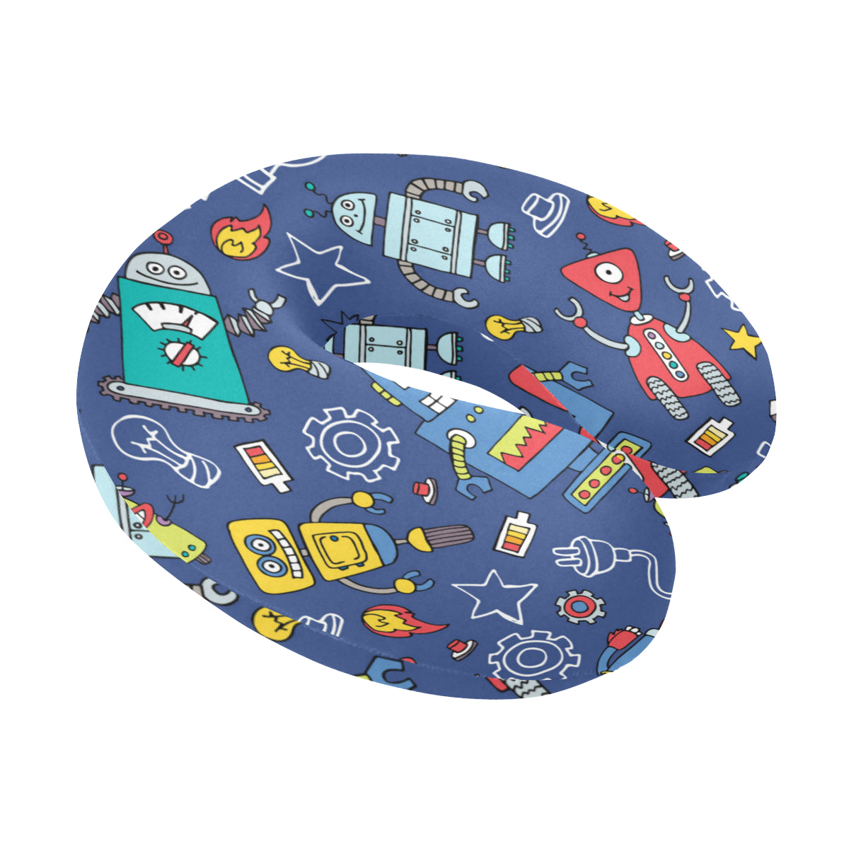 Robot Pattern Print Design A03 U-Shaped Travel Neck Pillow