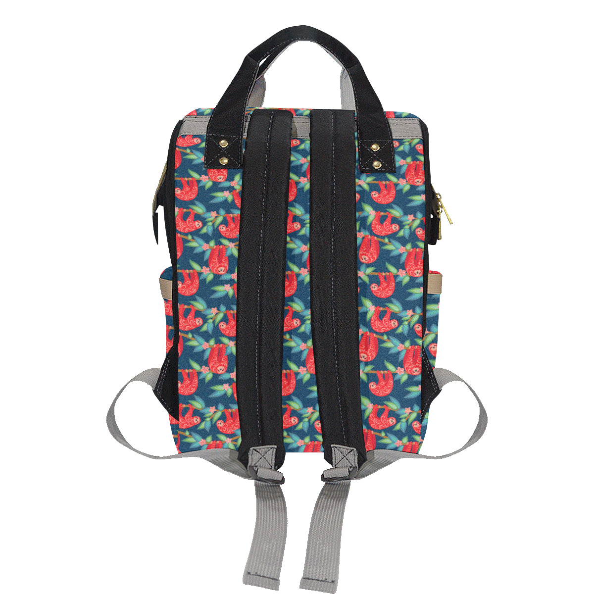 Sloth Red Design Themed Print Diaper Bag Backpack