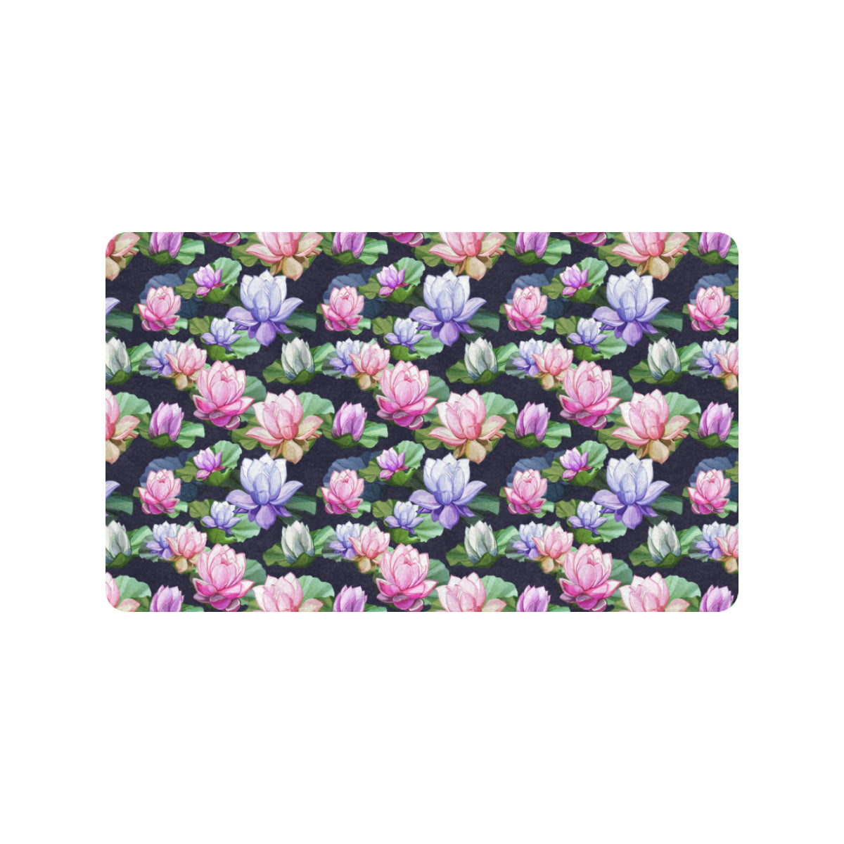 Lotus Flower Print Design Rubber Doormat