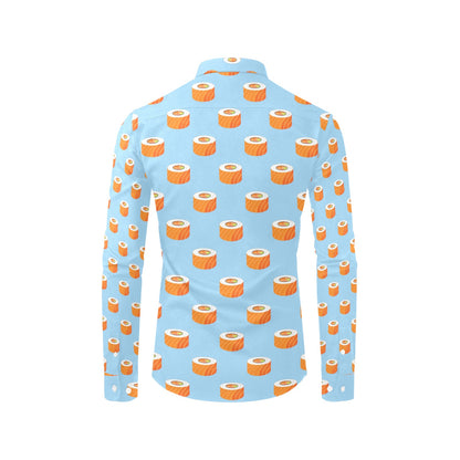 Salmon Sushi Print Design LKS307 Men's Long Sleeve Dress Shirt