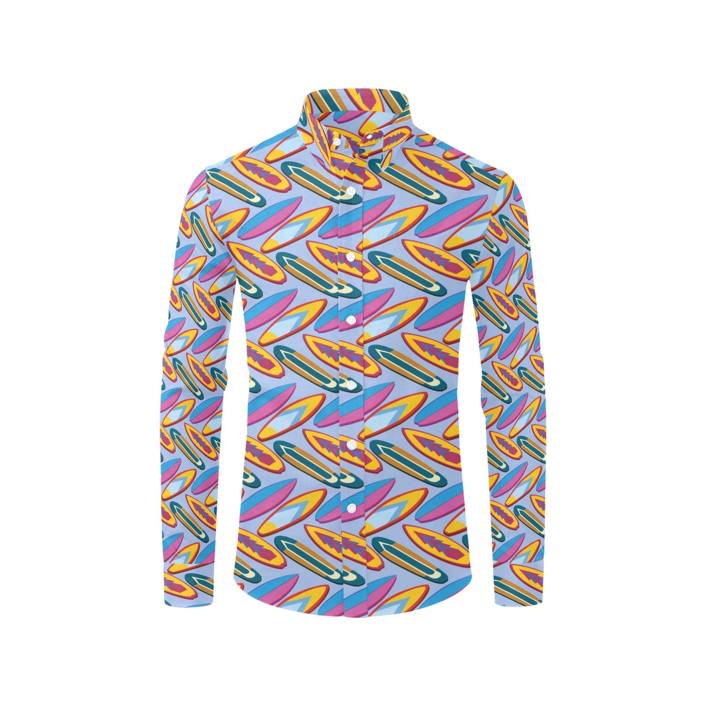Surfboard Pattern Print Design LKS303 Men's Long Sleeve Dress Shirt