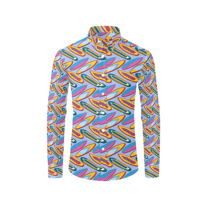 Surfboard Pattern Print Design LKS303 Men's Long Sleeve Dress Shirt
