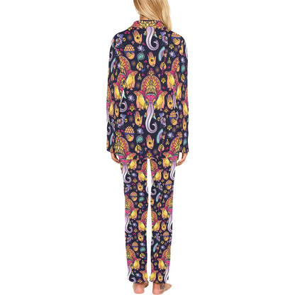 Ganesha Indian Pattern Print Design 03 Women's Long Pajama Set