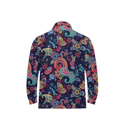 Paisley Boho Pattern Print Design A06 Long Sleeve Polo Shirt For Men's