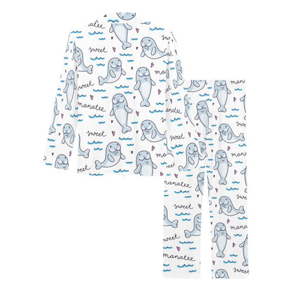 Manatee Baby Pattern Print Design 03 Women's Long Pajama Set