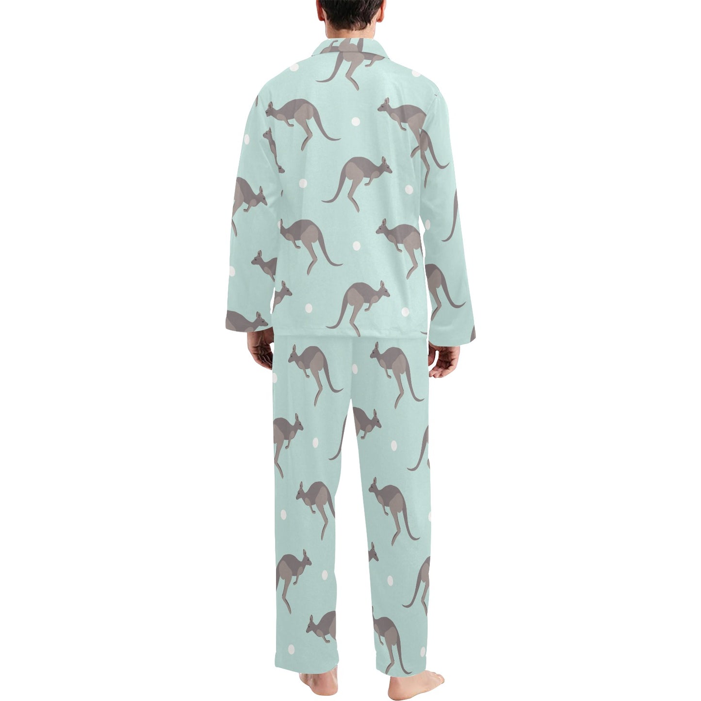 Kangaroos Pattern Print Design 04 Men's Long Pajama Set