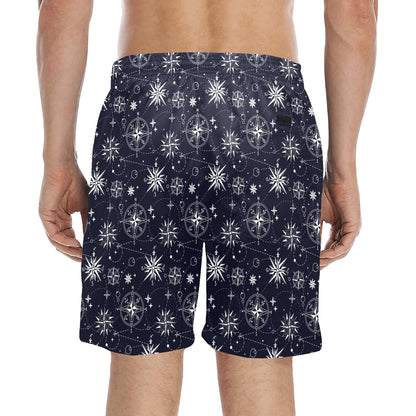 Nautical Sky Design Themed Print Men's Swim Trunks Beach Shorts
