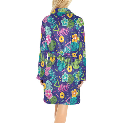Hawaiian Themed Pattern Print Design H014 Women's Fleece Robe