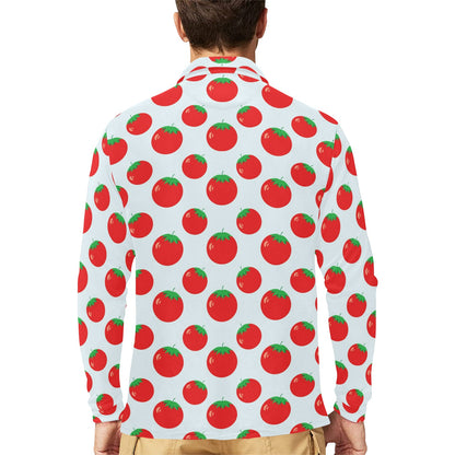 Tomato Print Design LKS307 Long Sleeve Polo Shirt For Men's