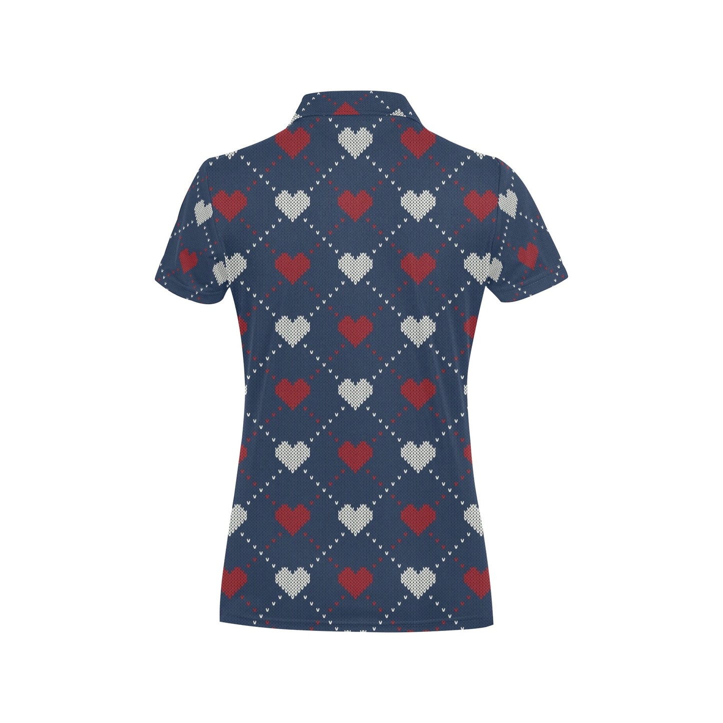 Heart Knit Pattern Print Design HE05 Women's Polo Shirt