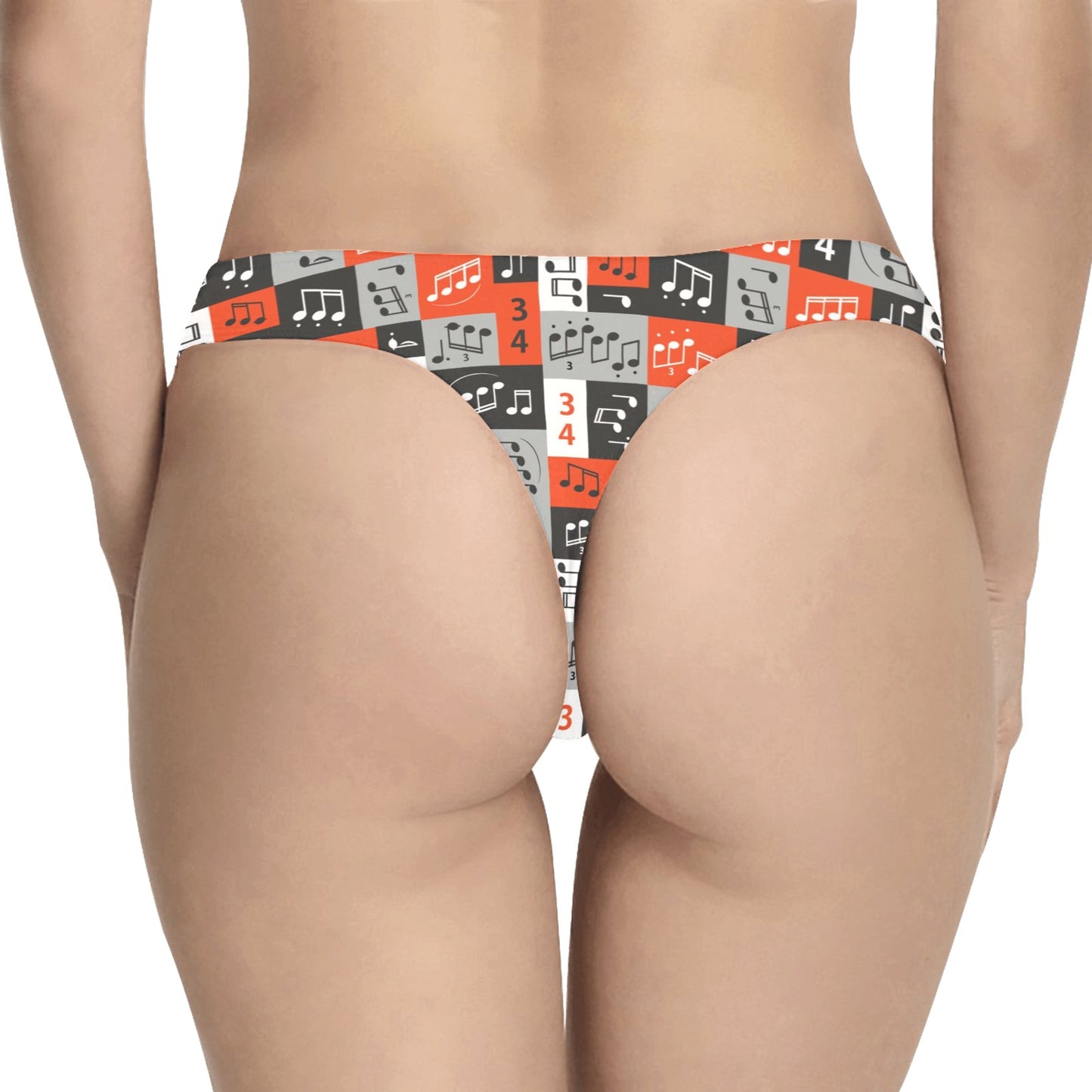 Music Note Design Themed Print Women's Thongs