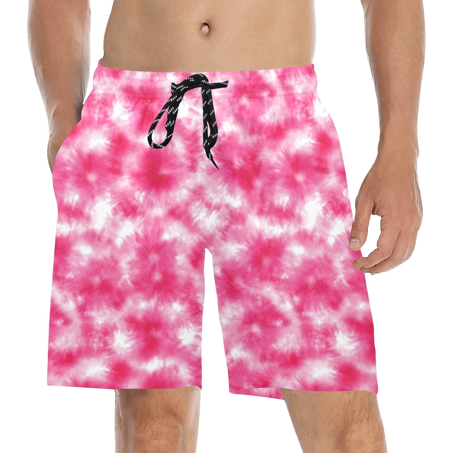 Tie Dye Pink Print Design LKS304 Men's Swim Trunks Beach Shorts