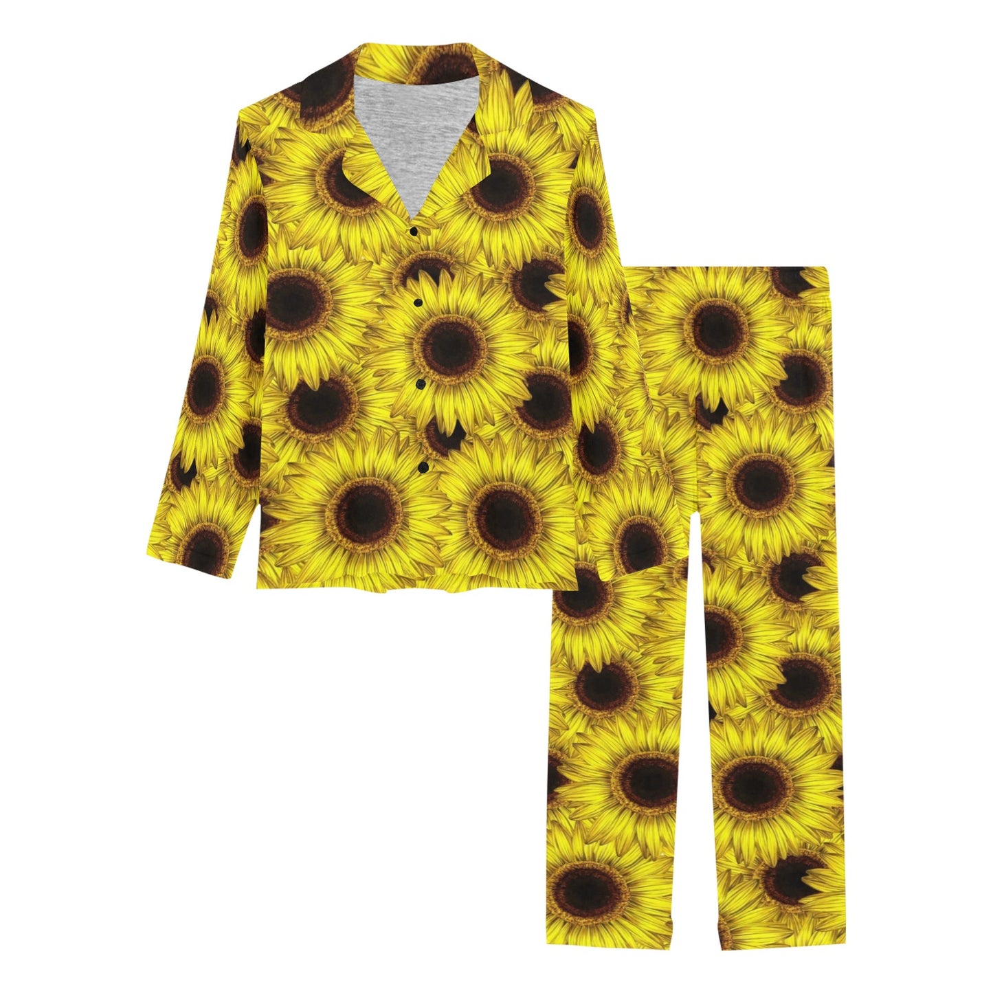 Sunflower Pattern Print Design SF011 Women's Long Pajama Set