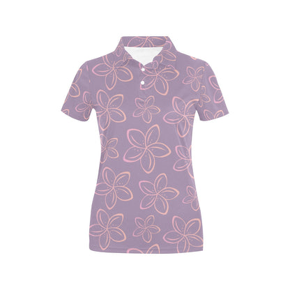 Plumeria Pattern Print Design A01 Women's Polo Shirt