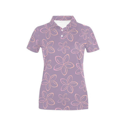 Plumeria Pattern Print Design A01 Women's Polo Shirt