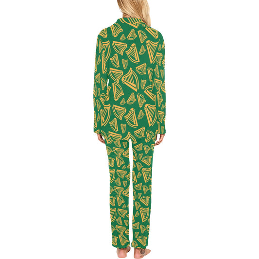 Harp Pattern Print Design 03 Women's Long Pajama Set