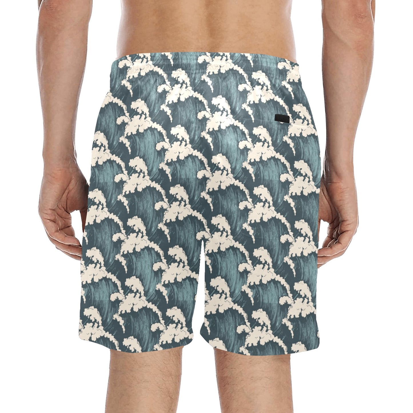 Wave Art Print Men's Swim Trunks Beach Shorts