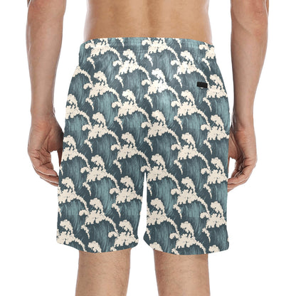 Wave Art Print Men's Swim Trunks Beach Shorts