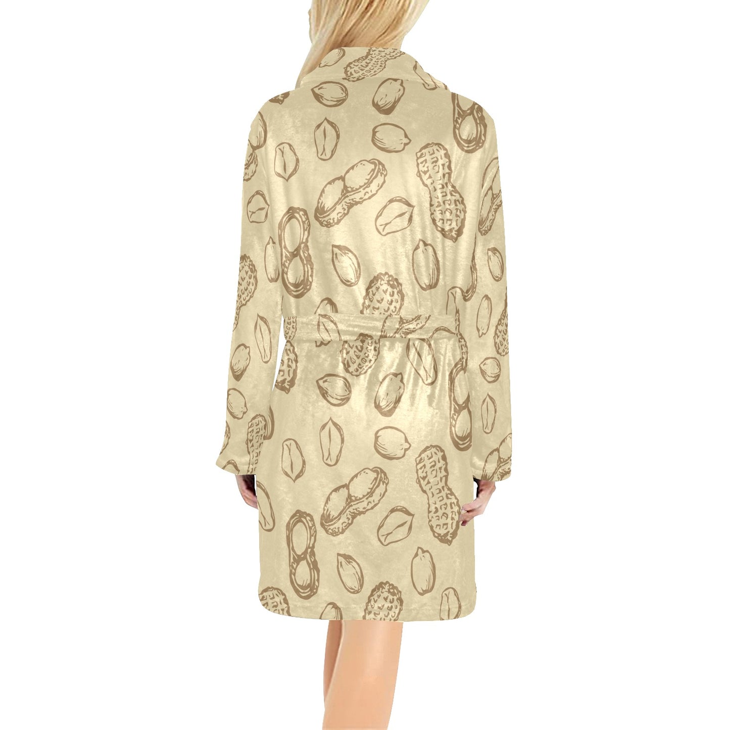 Peanut Pattern Print Design A02 Women's Fleece Robe
