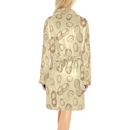 Peanut Pattern Print Design A02 Women's Fleece Robe