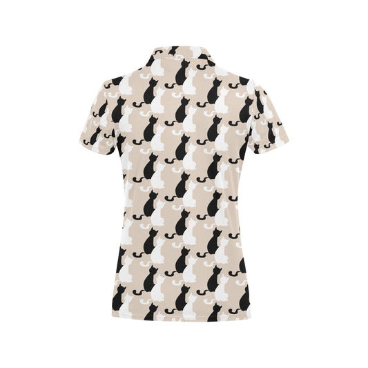Cat Pattern Print Design 04 Women's Polo Shirt