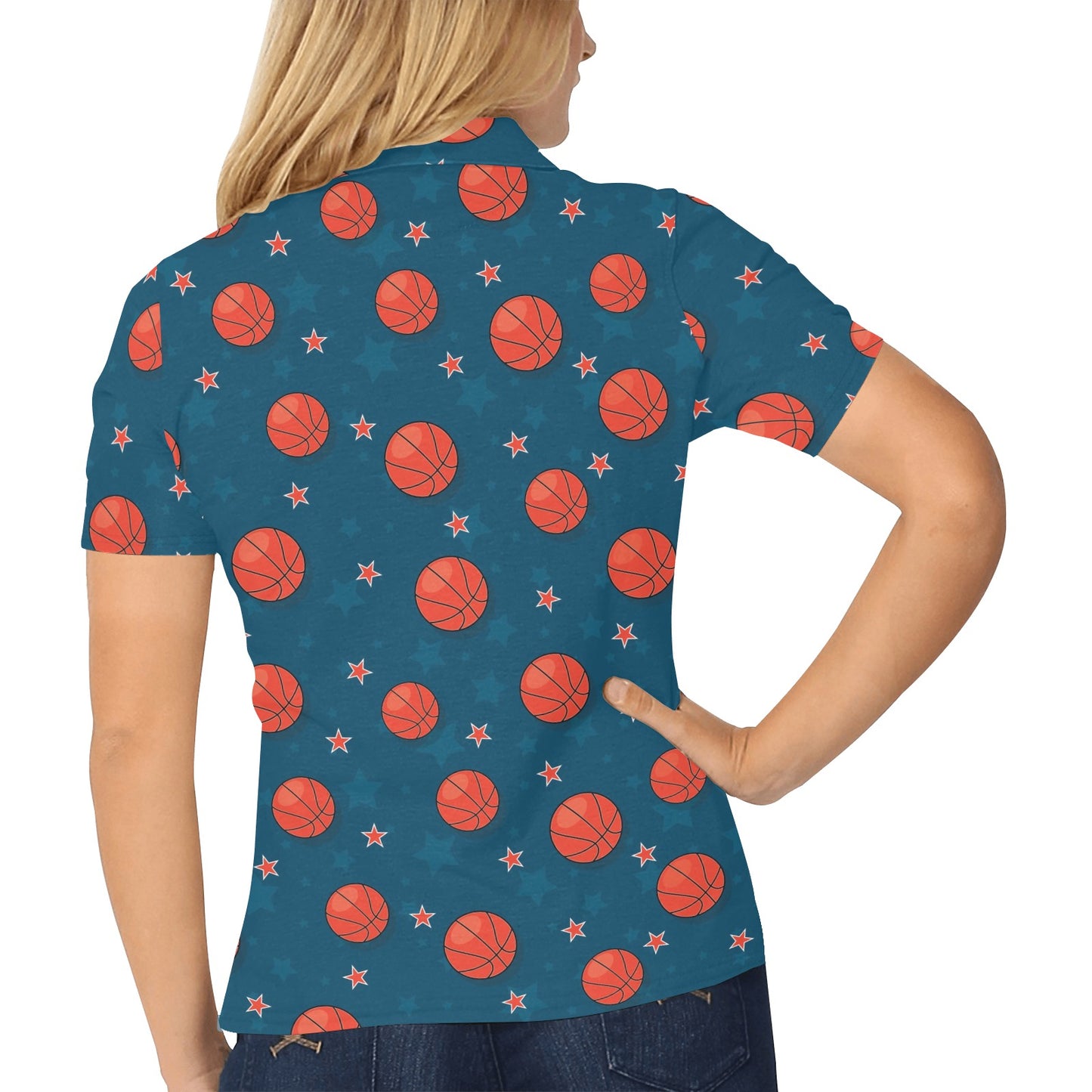 Basketball Pattern Print Design 02 Women's Polo Shirt