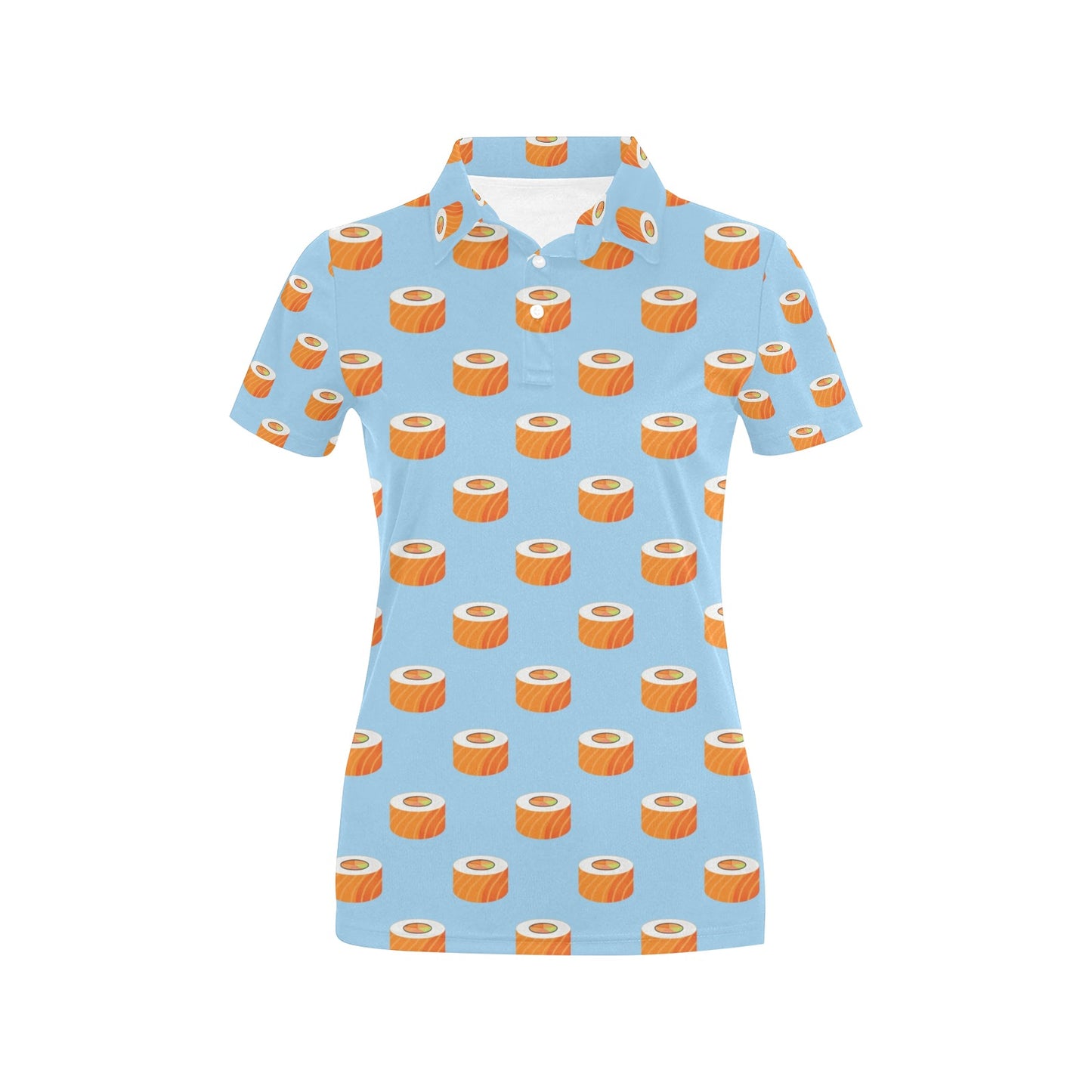 Salmon Sushi Print Design LKS307 Women's Polo Shirt