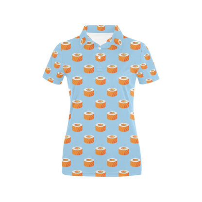 Salmon Sushi Print Design LKS307 Women's Polo Shirt