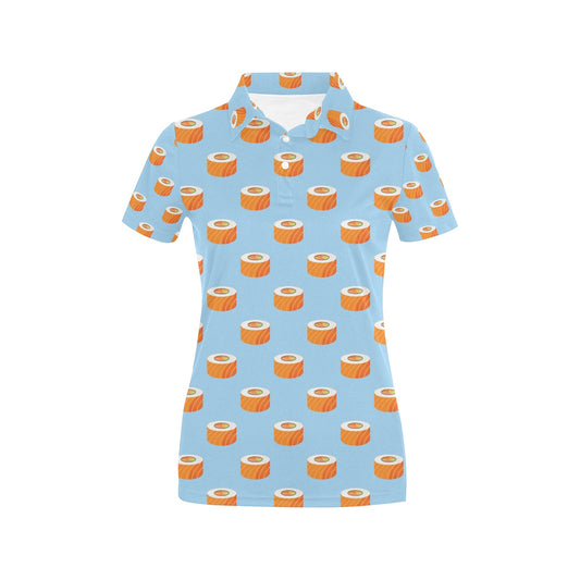 Salmon Sushi Print Design LKS307 Women's Polo Shirt