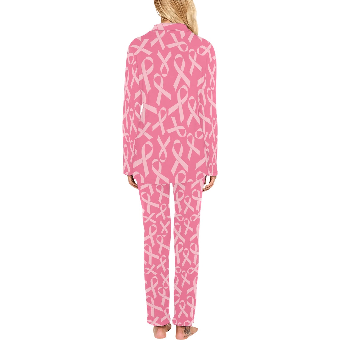 Breast Cancer Awareness Themed Women's Long Pajama Set