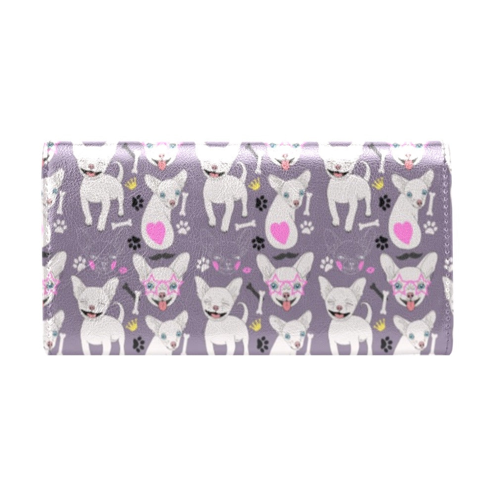 Chihuahua Happy Pattern Women's Trifold Wallet