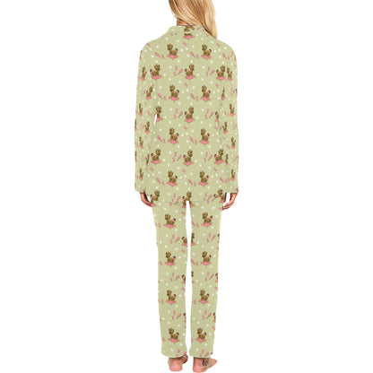 Yorkshire Cute Terriers Print Design LKS301 Women's Long Pajama Set