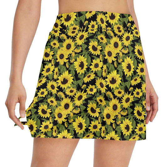 Sunflower Fresh Bright Color Print 17" Golf & Pickleball Skort with Pockets