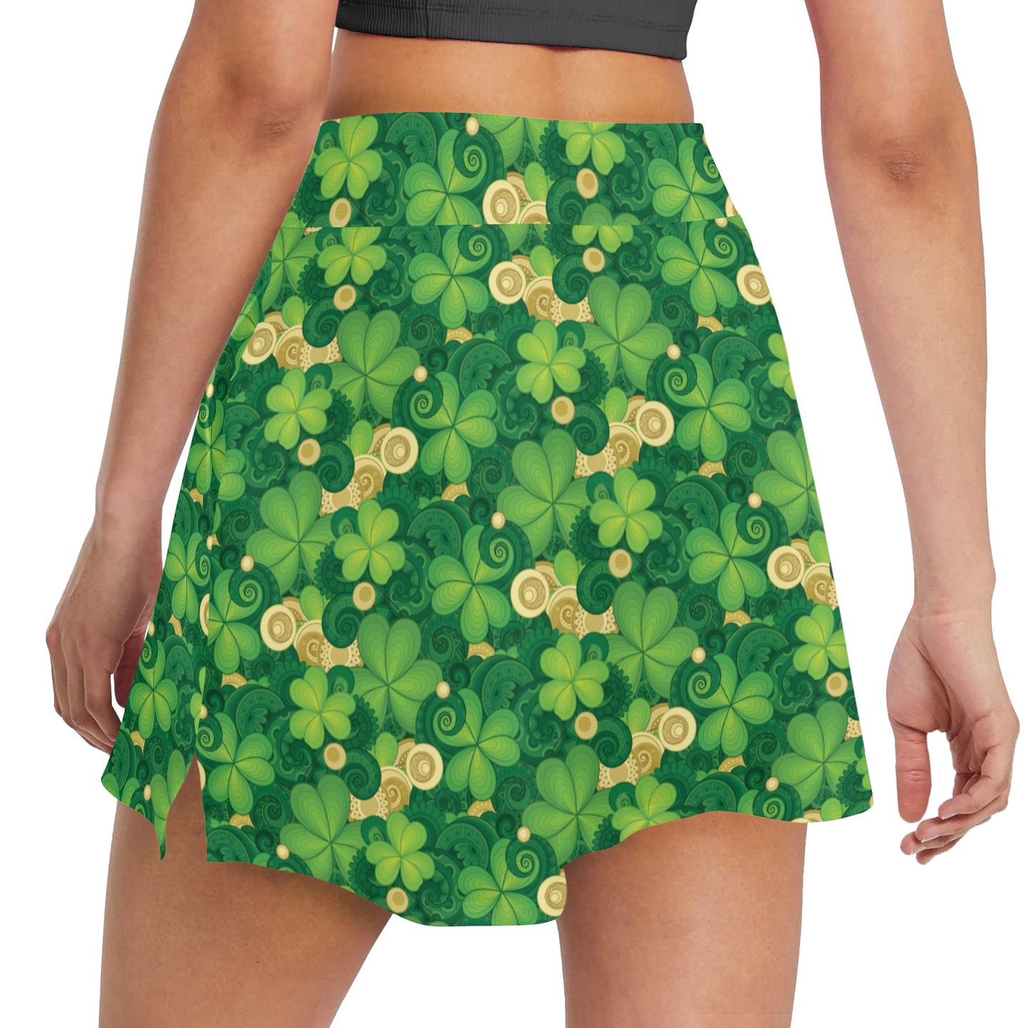 Shamrock Print Design LKS301 17" Golf & Pickleball Skort with Pockets