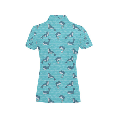 Whale Print Design LKS303 Women's Polo Shirt