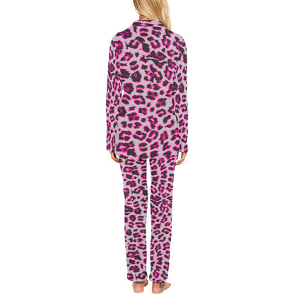 Leopard Pattern Print Design 02 Women's Long Pajama Set